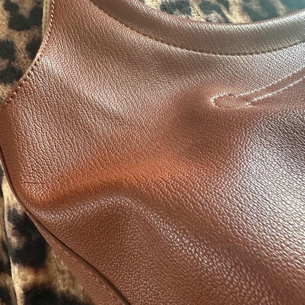 Vintage Vegan Mondani Faux Leather Shoulder Bag Brown Double Handle - Picture 9 of 11